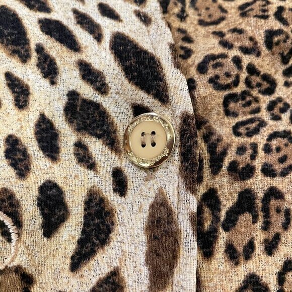 Vintage Leopard Print Collared Button-Up Blouse - M - Picture 9 of 16